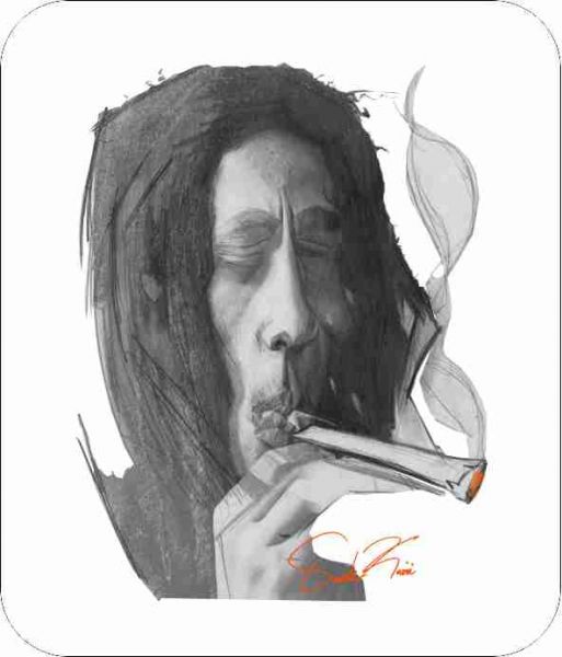 Bob Marley by Oronde Kaire Black Art  Mouse Pad